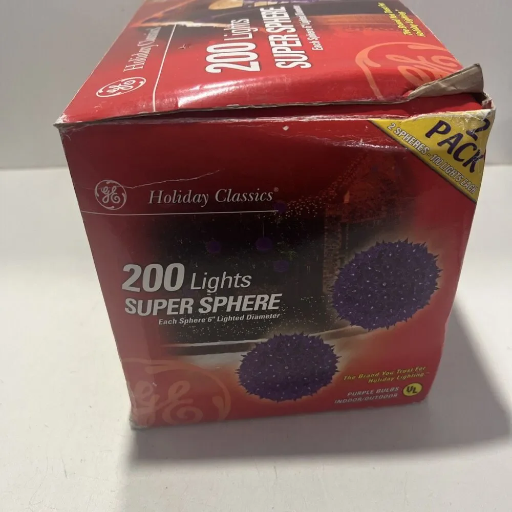 GE ︱Holiday Classics ︱200 Lights ︱Super Sphere ︱ Purple Light Set︱Open Box-New